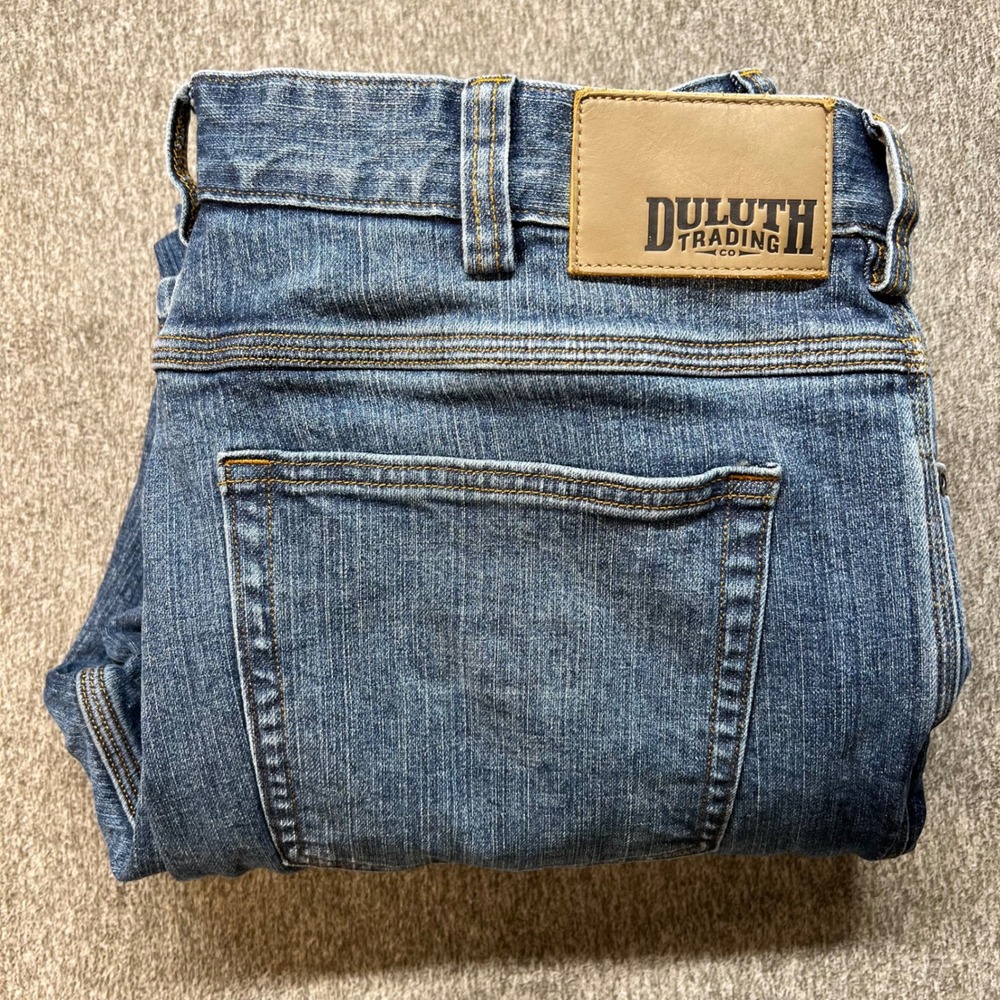Duluth Trading Co‎ Flex Ballroom Jeans Mens 36x32 Flannel Lined Relaxed Fit Blue
